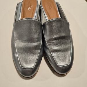 Urban Outfitters Light Blue Silver Metallic Mule Slides Size 8